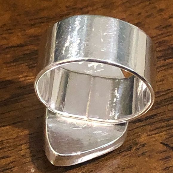 Vintage Malachite Cabochon Sterling Silver Cocktail Ring Sz 6-1/2 - Picture 10 of 11